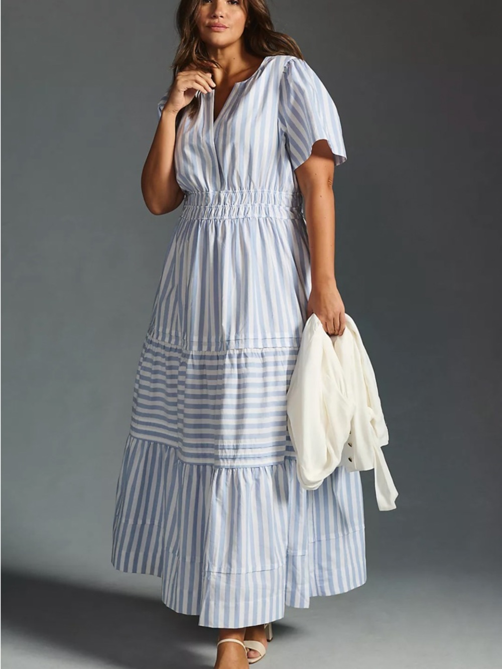 Striped White and blue Anthropologie Somerset Maxi Dress - Picture 2 of 7